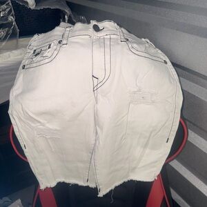 True Religion White Jean Shorts for Men